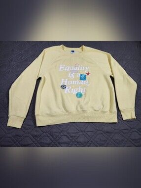 Old Navy Yellow Graphic Crewneck Sweatshirt - Equality Is A Human Right Size M